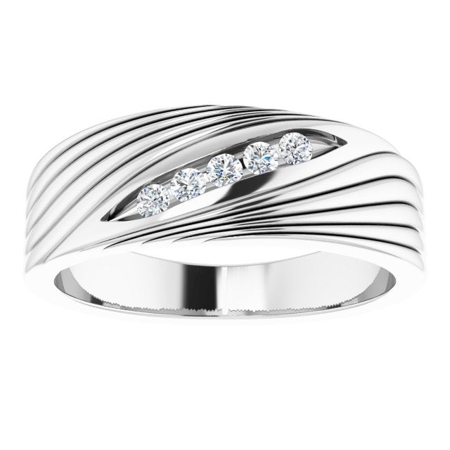 14K White Gold Round 2 Mm Polished 1/6 Ctw Natural Diamond Ring, Size 10