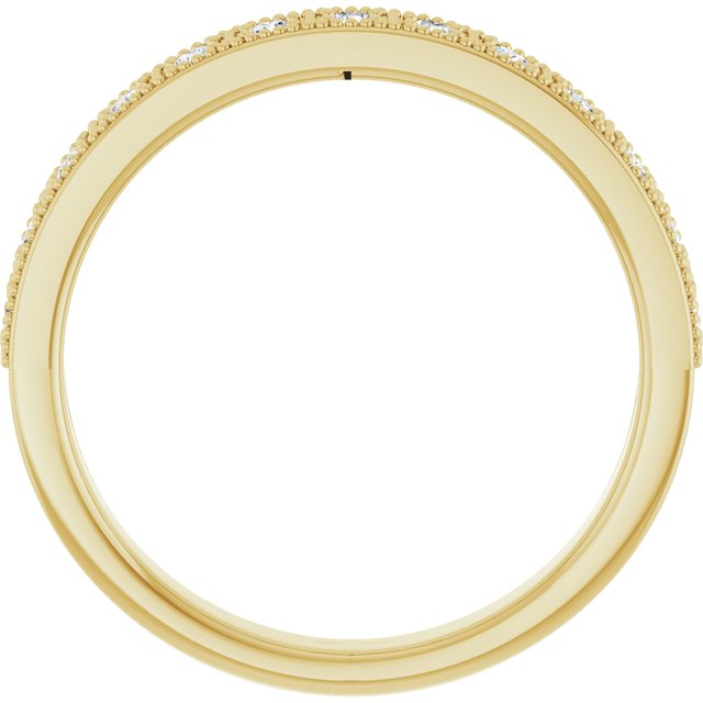14K Yellow Gold Round 1.7 Mm Polished 1/4 Ctw Natural Diamond Milgrain Anniversary Band, Size 7