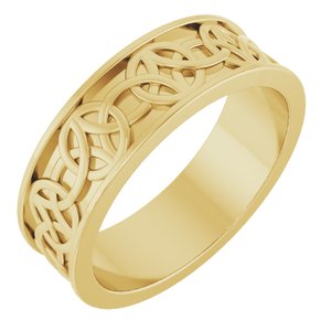 10K Yellow Or White Or Rose Gold Celtic-Inspired Flat Band