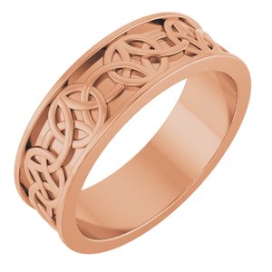 14K Yellow Or White Or Rose Gold Or Sterling Silver Or Platinum Celtic-Inspired Flat Band