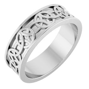 14K White Gold 7 Mm Polished Celtic-Inspired Band Size 10