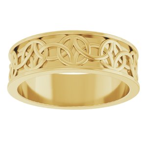 10K Yellow Or White Or Rose Gold Celtic-Inspired Flat Band