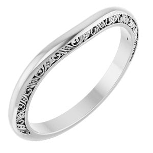 Platinum Polished Sculptural Matching Band Size 7