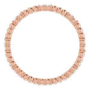14K Rose Gold Round 1.3 Mm Gh Si2-Si3 1/8 Ctw Natural Diamond Beaded Eternity Band Size 6
