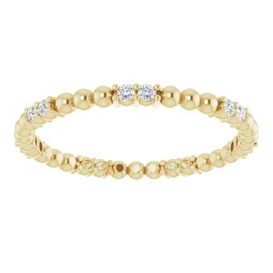 14K Yellow Gold Round 1.3 Mm Gh Si2-Si3 1/8 Ctw Natural Diamond Beaded Eternity Band Size 5.5