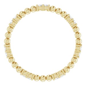 14K Yellow Gold Round 1.3 Mm Gh Si2-Si3 1/8 Ctw Natural Diamond Beaded Eternity Band Size 5.5