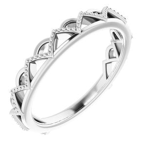Sterling Silver Polished Stackable Crown-Inspired Ring Size 7