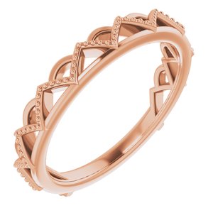 14K Rose Gold Polished Stackable Crown-Inspired Ring Size 7