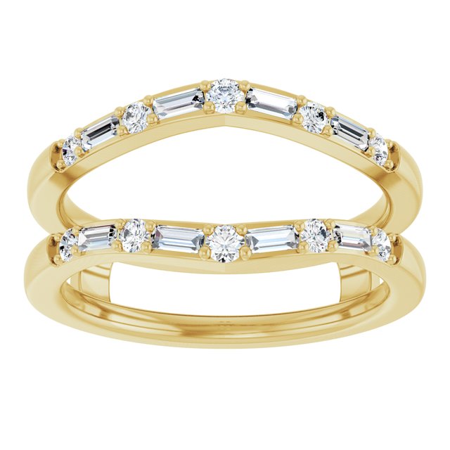 14K Yellow Gold Polished 1/2 Ctw Natural Diamond Ring Guard, Size 7