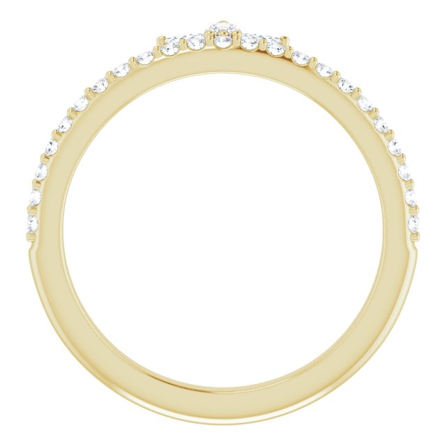 14K White Or Yellow Gold Marquise 4 X 2 Mm Polished 1/3 Ctw Natural Diamond Crown-Inspired Stackable Ring, Size 7