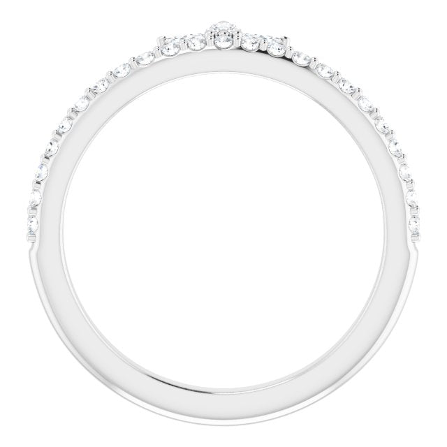 14K White Or Yellow Gold Marquise 4 X 2 Mm Polished 1/3 Ctw Natural Diamond Crown-Inspired Stackable Ring, Size 7