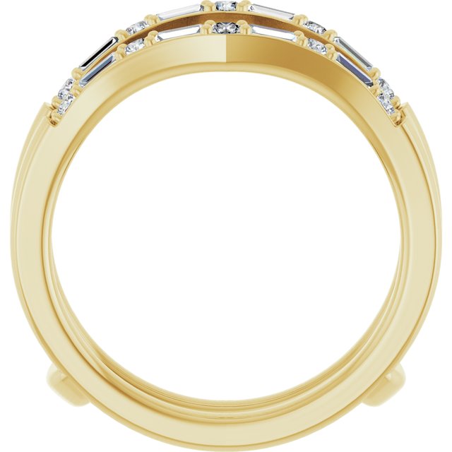 14K Yellow Gold Polished 1/2 Ctw Natural Diamond Ring Guard, Size 7