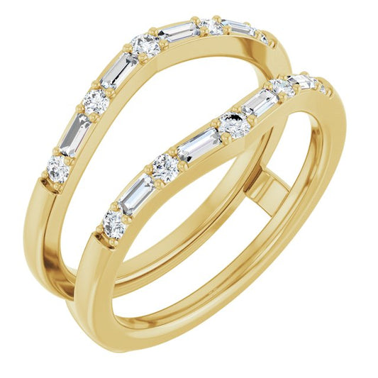 14K Yellow Gold Polished 1/2 Ctw Natural Diamond Ring Guard, Size 7