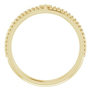 14K Yellow Gold Polished Stackable Milgrain Cross Ring Size 7
