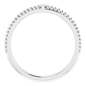Sterling Silver Polished Stackable Milgrain Cross Ring Size 7