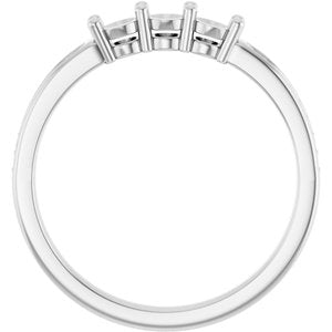 14K White Gold 3-Stone Round 3 Mm Polished .06 Ctw Lab Grown Diamond Semi-Set Family Ring Size 7