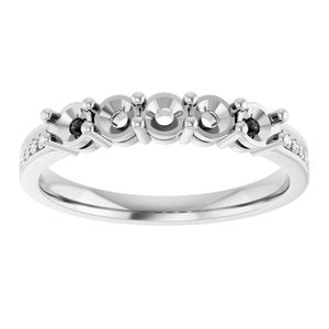 14K White Gold 5-Stone Round 3 Mm Polished .04 Ctw Lab Grown Diamond Semi-Set Family Ring Size 7
