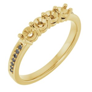 14K Yellow Gold 4-Stone Round 3 Mm Lab-Grown Diamond Polished .05 Ctw Lab Grown Diamond Semi-Set Family Ring Size 7