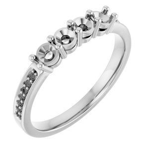 14K White Gold 4-Stone Round 3 Mm Polished .05 Ctw Lab Grown Diamond Semi-Set Family Ring Size 7