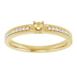 14K Yellow Gold 1-Stone Round 3 Mm Lab-Grown Diamond Polished .08 Ctw Lab Grown Diamond Semi-Set Family Ring Size 7