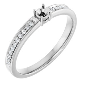 14K White Gold 1-Stone Round 3 Mm Polished .08 Ctw Lab Grown Diamond Semi-Set Family Ring Size 7