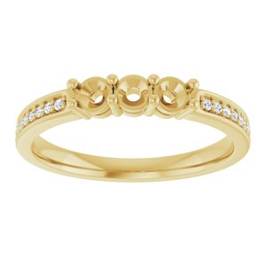 14K Yellow Gold 3-Stone Round 3 Mm Lab-Grown Diamond Polished .06 Ctw Lab Grown Diamond Semi-Set Family Ring Size 7