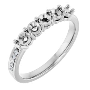 14K White Gold 5-Stone Round 3 Mm Polished .04 Ctw Lab Grown Diamond Semi-Set Family Ring Size 7