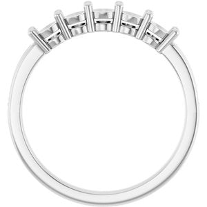 14K White Gold 5-Stone Round 3 Mm Polished .04 Ctw Lab Grown Diamond Semi-Set Family Ring Size 7