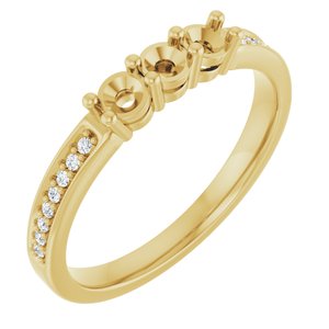 14K Yellow Gold 3-Stone Round 3 Mm Lab-Grown Diamond Polished .06 Ctw Lab Grown Diamond Semi-Set Family Ring Size 7