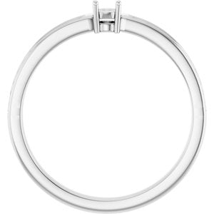 14K White Gold 1-Stone Round 3 Mm Polished .08 Ctw Lab Grown Diamond Semi-Set Family Ring Size 7