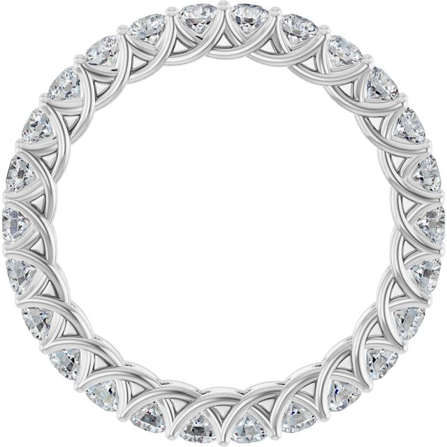 14K White Gold Round 2.5 Mm Si2-Si3, G-H Polished 1 1/2 Ctw Natural Diamond Eternity Band, Size 7