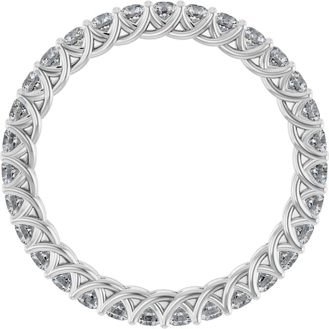 14K White Gold Round 2 Mm Si2-Si3, G-I Polished 9/10 Ctw Lab-Grown Diamond Eternity Band, Size 7