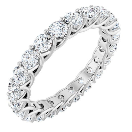Platinum Round 3 Mm Si2-Si3, G-H Polished 2 Ctw Natural Diamond Eternity Band, Size 7