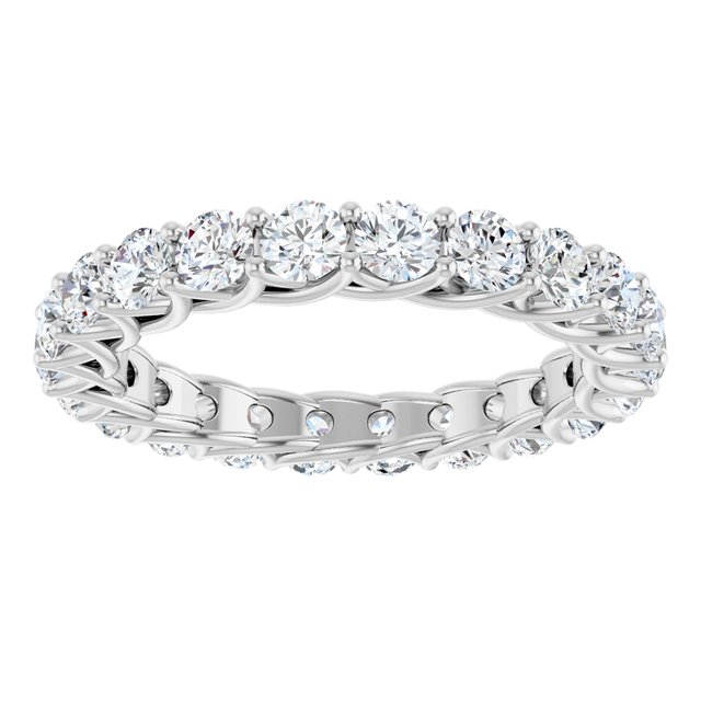 Platinum Round 3 Mm Si2-Si3, G-H Polished 2 Ctw Natural Diamond Eternity Band, Size 7