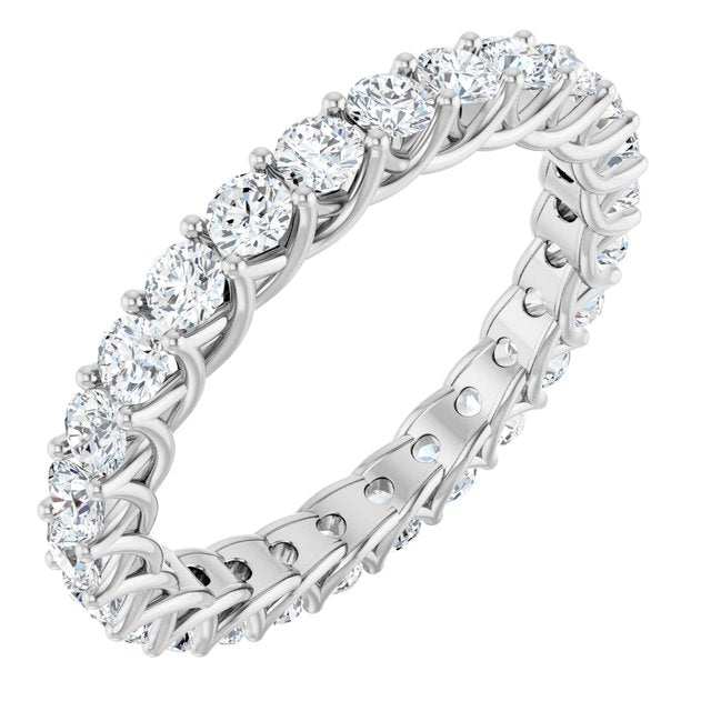 14K White Gold Round 2.5 Mm Si2-Si3, G-H Polished 1 1/2 Ctw Natural Diamond Eternity Band, Size 7