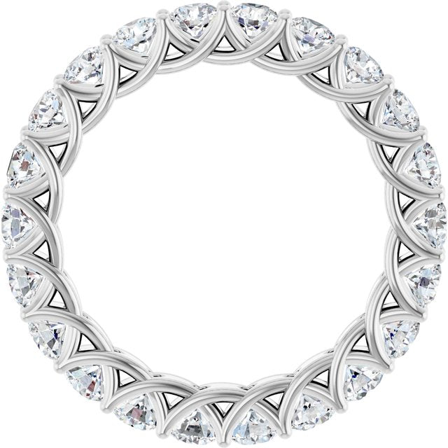 Platinum Round 3 Mm Si2-Si3, G-H Polished 2 Ctw Natural Diamond Eternity Band, Size 7