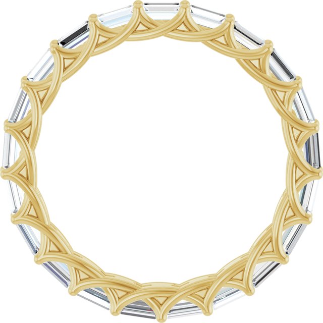 14K Yellow Gold Straight Baguette 3 X 1.5 Mm Si2-Si3, G-H Polished 9/10 Ctw Natural Diamond Eternity Band, Size 7