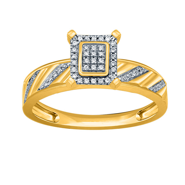 10K Yellow Gold 0.11-0.13 Cttw Diamond Ladies Micropave Rings