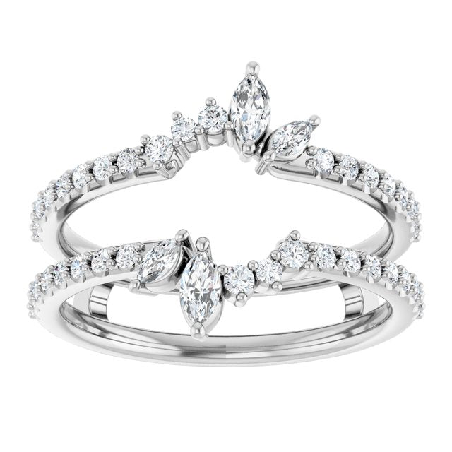 14K Yellow Or White Gold Round Polished 1/2 Ctw Natural Diamond Ring Guard