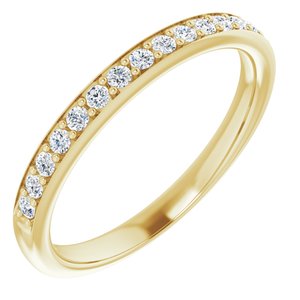 14K Yellow Gold Round 6.5 Mm Polished 1/5 Ctw Natural Diamond Matching Band Size 7