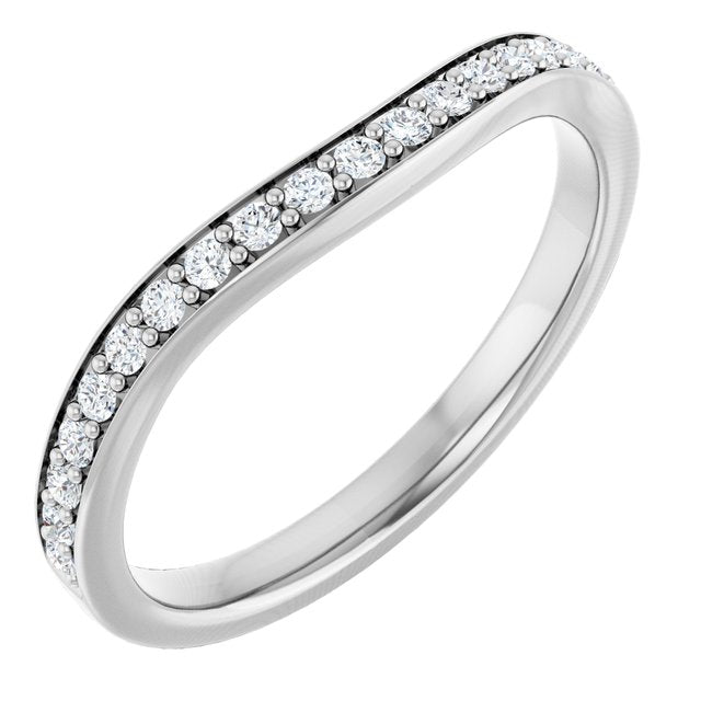 14K White Gold Round 6.5 Mm Si2-Si3, G-H Polished 1/5 Ctw Natural Diamond Band, Size 7