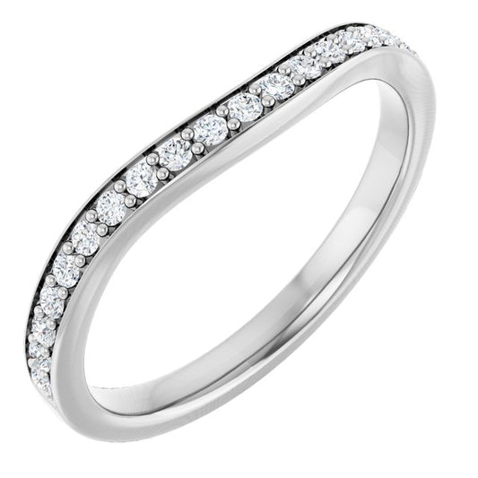 14K White Gold Round 6.5 Mm Si2-Si3, G-H Polished 1/5 Ctw Natural Diamond Band, Size 7