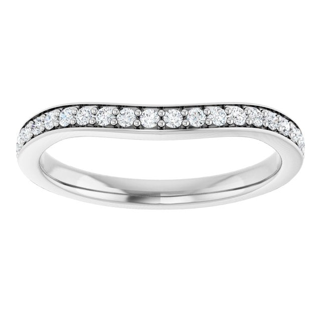 14K White Gold Round 6.5 Mm Si2-Si3, G-H Polished 1/5 Ctw Natural Diamond Band, Size 7