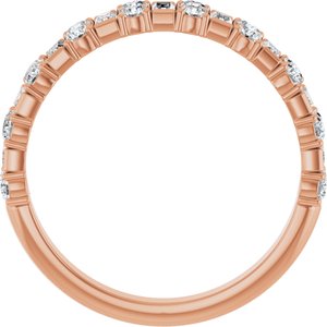 14K Rose Gold Straight Baguette 3 X 1.5 Mm Polished 9/10 Ctw Natural Diamond Anniversary Band Size 7