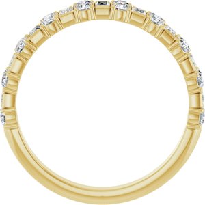 14K Yellow Gold Straight Baguette 3 X 1.5 Mm Polished 9/10 Ctw Lab-Grown Diamond Anniversary Band Size 7