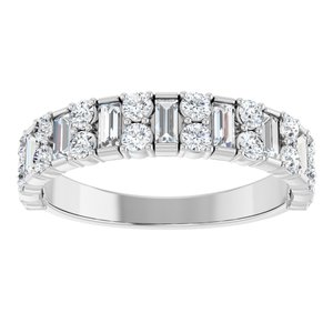 14K White Gold Straight Baguette 3 X 1.5 Mm Polished 9/10 Ctw Lab-Grown Diamond Anniversary Band Size 7