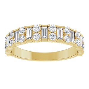 14K Yellow Gold Straight Baguette 3 X 1.5 Mm Polished 9/10 Ctw Lab-Grown Diamond Anniversary Band Size 7