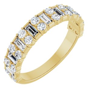 14K Yellow Gold Straight Baguette 3 X 1.5 Mm Polished 9/10 Ctw Lab-Grown Diamond Anniversary Band Size 7