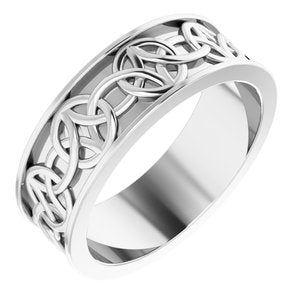 14K Yellow Or White Or Rose Gold Or Sterling Silver Or Platinum Celtic-Inspired Flat Band