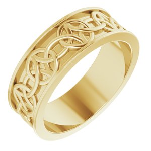 14K Yellow Or White Or Rose Gold Or Sterling Silver Or Platinum Celtic-Inspired Flat Band